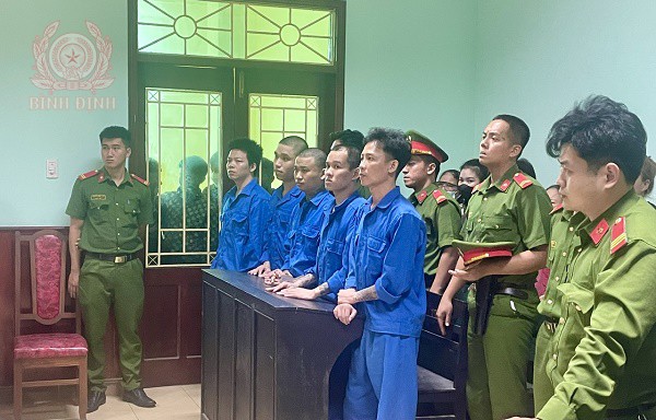 Các bị cáo tại phiên tòa sơ thẩm